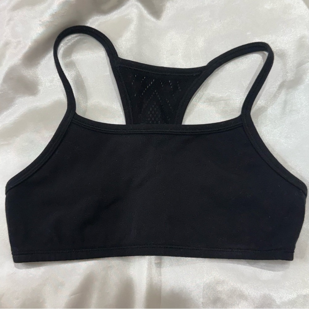 Ivivva Lululemon Laser Cut Racerback Sports Bra Girls Size 8 Black Athletic Yoga